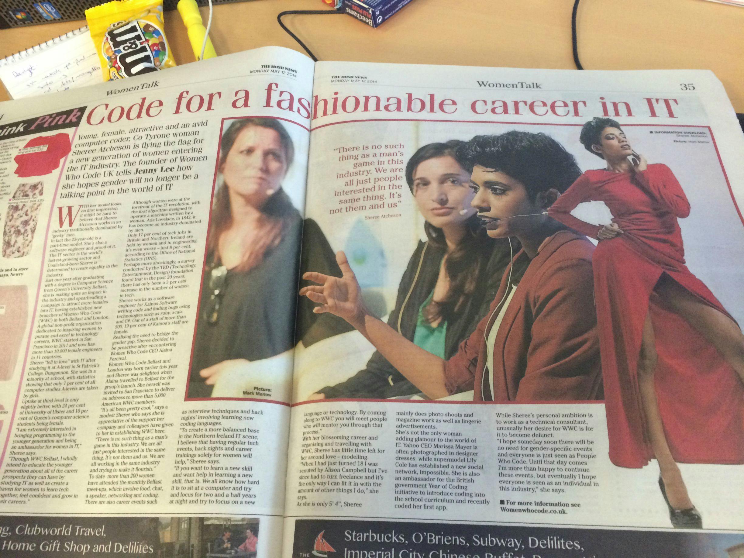 Irish News piece on Women Who Code UK